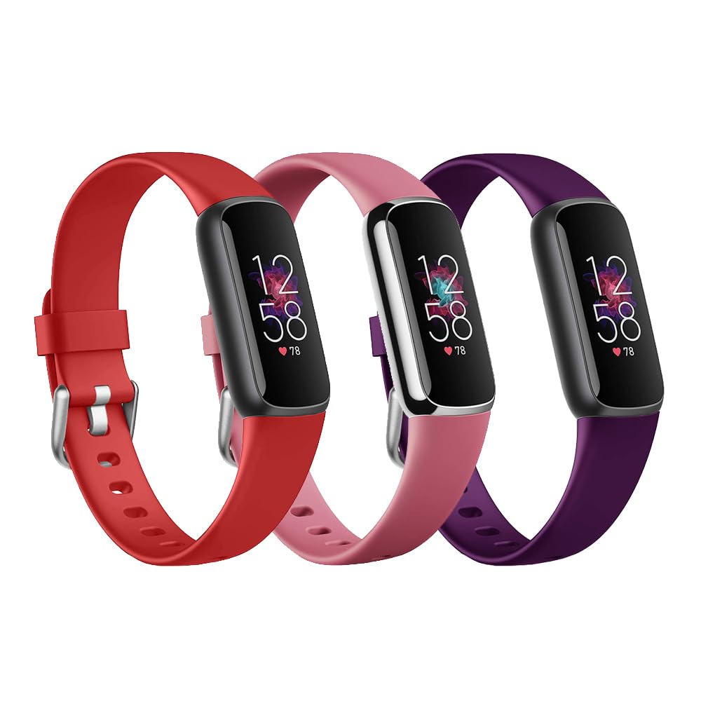 3 Pack Luxe Straps Compatible With Fitbit Luxe Band Women Men， Adjustable Silicone Sport Replacement Pattern Bands For Luxe Watch，Flexible Wristbands For Fitbit Luxe Fitness Tracker Waterproof