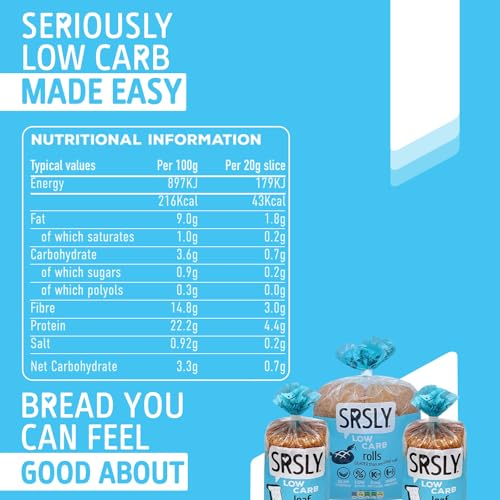 SRSLY Low Carb Bread Freshly Baked Multi Buy Pack | 2 Low Carb Keto Loaves & 8 Rolls | 0.7g Carbs Per Slice | 2g Carbs Per Roll | High Protein & Fibre Low Sugar Keto Bread Bundle Pack