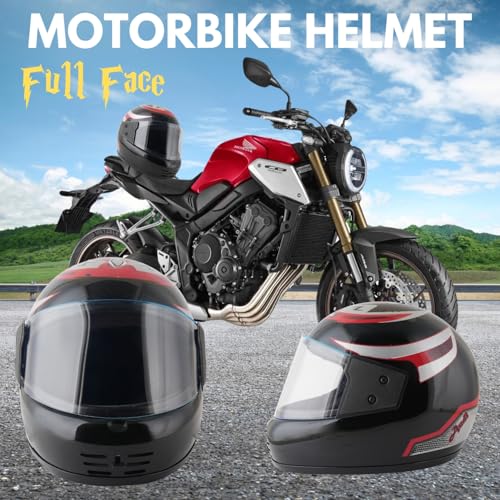 Image of Sage Square Audi Kimi Full Face Helmet | ISI Certified | Clear Visor | Comfort Inner Padding | Designed for Extra Comfort & Style (Black Glossy-Red Decal)