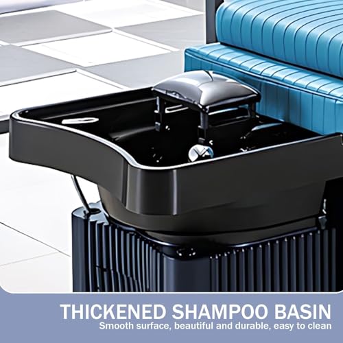 Larnavo Massage Shampoo Bed-Shampoo Bed with Light Luxury Blue Stripe Design, Head Spa Equipment&Beauty Bed Includes Comfortable Headrest, Ample Storage Space(78.74IN) - Image 3