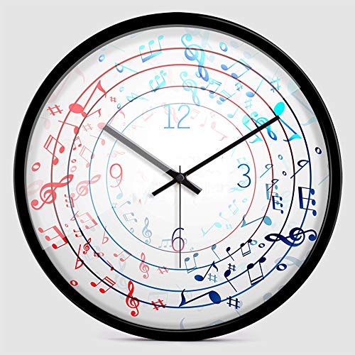 Horloge murale notes de piano argentée 30 cm muette