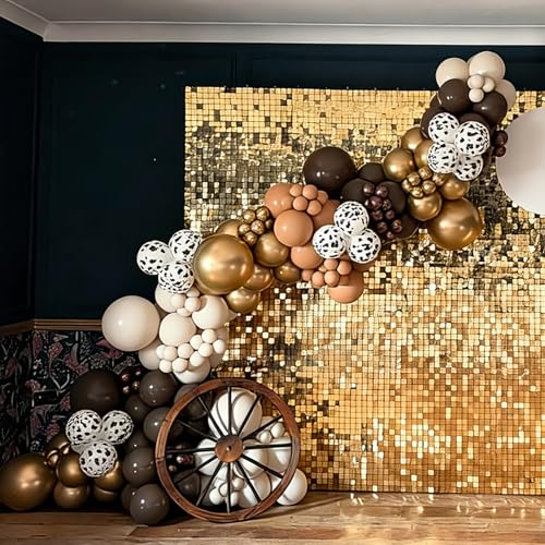 Image of YMSZ Brown and Cow Print Balloons, 67pcs 12 Inch Cowboy Balloon, Brown Western Balloons for Farm Cowboy Western Baby Shower Birthday Party Decorations