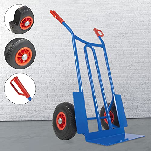 Foto von Trestles Profi Sackkarre Sackkarren Vollgummireifen 250kg Transportkarre S01 blau Sackrodel Karre pannensicheres PU Rad | Stahl | Radschutz | Sicherheitsgriffe
