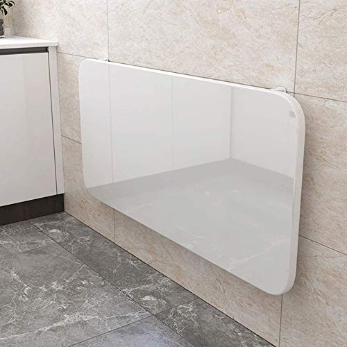 Folding Wall-Mounted Drop-Leaf Table - Heavy Duty Cold Rolled Steel Shelf Bracket, Versatile Kitchen Dining Desk, Space-Saving Home Office Computer Table, 120x40cm, White