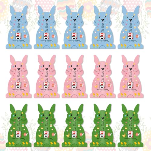PIAKAZIQA Pequeño regalo de Pascua, 15 regalos de Pascua, forma de conejo, envoltura de chocolate, bolsa de fieltro, regalo de Pascua, regalo para colegas, empleados, amigos, familia