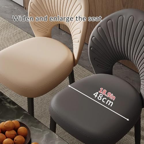 Stylish Gray & Black Leather Dining Chairs, Upholstered Armless Accent Chairs with High Backrest, Perfect for Kitchen, Cafe, Office & Dressing Table (Set of 2)
