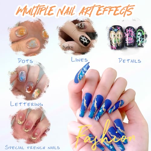 Image of 12 Color Nail Art Pens for Painting Nails, Double-ended Nail Polish Pens Drawing Point Liner Acrylic Painted Pen Kit, Waterproof Quick-drying for DIY Nails Art Design Manicure Tools
