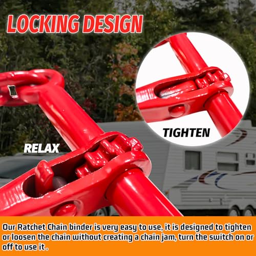 Image of Ratchet Chain Binders 1 /4''- 5 /16'', Load Binder with G70 Grab Hooks, Adjustable 1 /4 inch Binder for 1 /4 Chains, 2200 Pounds Working Load Limit- Heavy Duty Ratchet Binders for Towing (2 Pack)