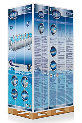 Bestway Power Steel Frame Pool Komplettset viereckig, mit Sandfilteranlage, Leiter, Boden- & Abdeckplane, 956x488x132 cm… – Bild 4
