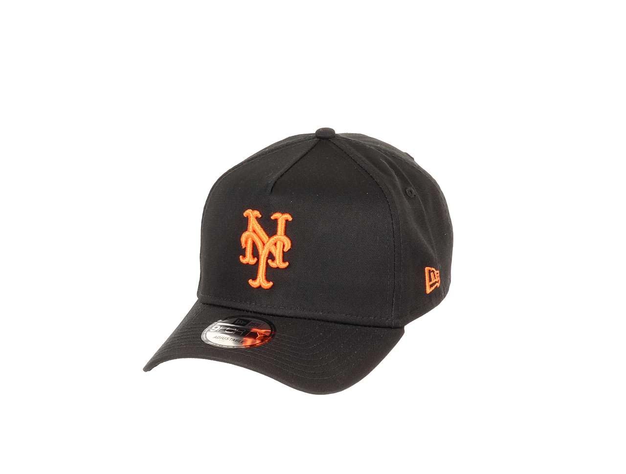 New Era New York Mets MLB Black Coloured Team Logo Orange 9Forty A-Frame Snapback Cap