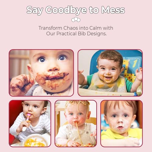 Image of StarAndDaisy Reusable Silicone Bib for Baby with Adjustable Buttons for Mess-Free Feeding