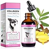 cura della pelle, collagene per cani, collagene liquido per cani, gocce di collagene liquido per cani, collagene con biotina, trattamento MSM e zenzero per cani, integratore per pelle e pelo per cani