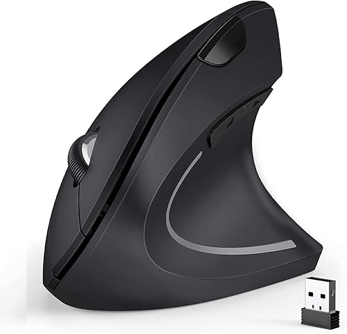 Ratón ergonómico, ratón vertical inalámbrico óptico de 2.4 G con 6 botones, 3 DPI ajustables 80012001600 para laptop, PC, computadora, escritorio,