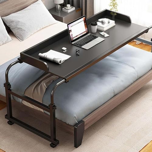 Table d'hôpital à roulettes et bureau de lit réglable mobile noir pour maison