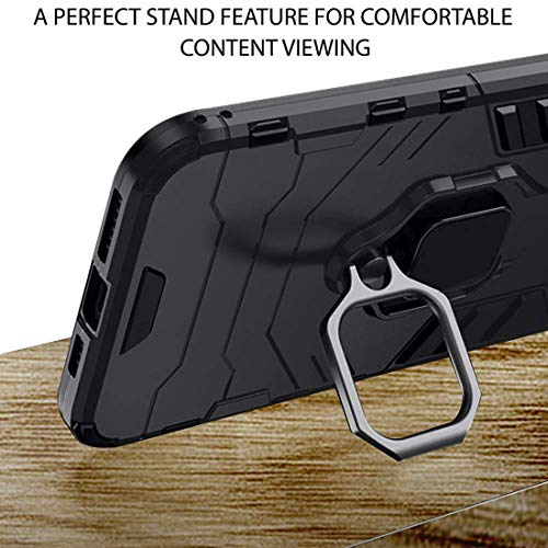 Image of Hybrid Armor Rugged Shell Back Case Cover 360 Rotating Holder Ring Grip Kickstand Metal Plate for Magnetic Car Mount Shockproof Cover for OnePlus Nord - Black
