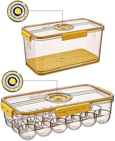 Egg Holder,Clear Egg Tray Storage Box with Lid and special buckle,Fridge Containers,Food Storage Container Refrigerator Organizer Bins Stay Fresh,Stackable Portable Storage Containers