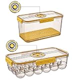 Egg Holder,Clear Egg Tray Storage Box with Lid and special buckle,Fridge Containers,Food Storage Con