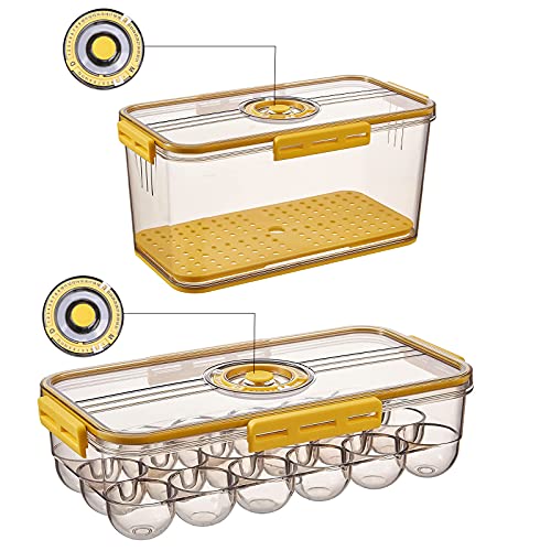 Egg Holder,Clear Egg Tray Storage Box With Lid And Special Buckle,Fridge Containers,Food Storage Container Refrigerator Organizer Bins Stay Fresh,Stackable Portable Storage Containers #TOP22