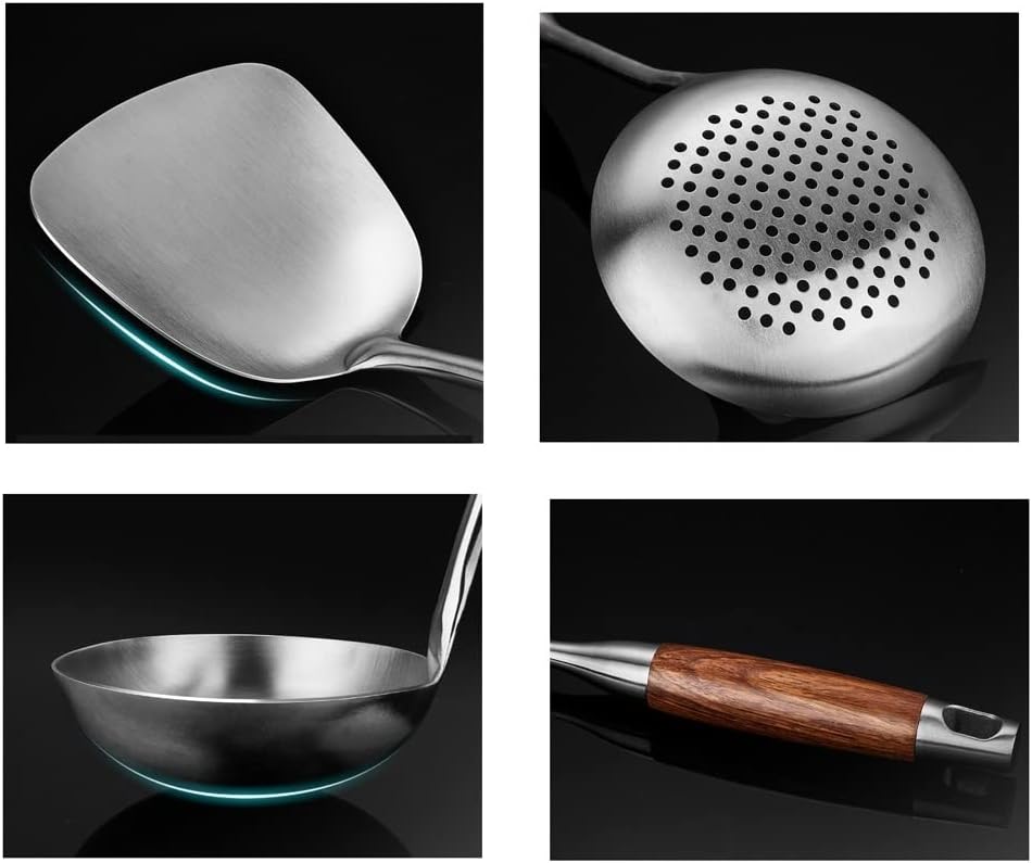 Kitchen Utensils Set 7 PCS - Stainless Steel Cooking Utensils Set with Rotating Storage Stand, Kitchen Utensil Set, Kitchen Tools Set