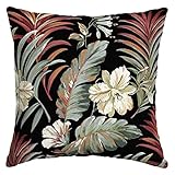 Arden Outdoor Toss Pillow, 16 x 16, Rain-Proof, Fade Resistant Simone Black Tropical