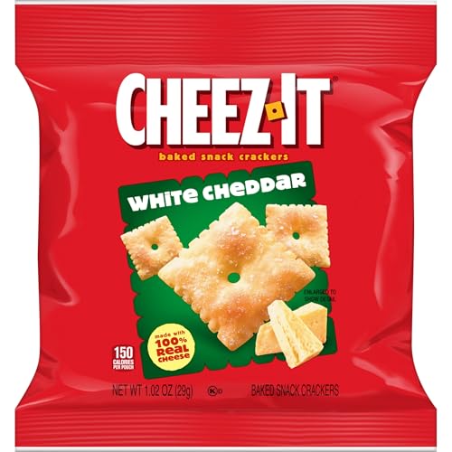 Cheez-It Baked Snack Cheese Crackers Single Serve School Lunch Snacks, White Cheddar, 1.02 Oz (40 Count)