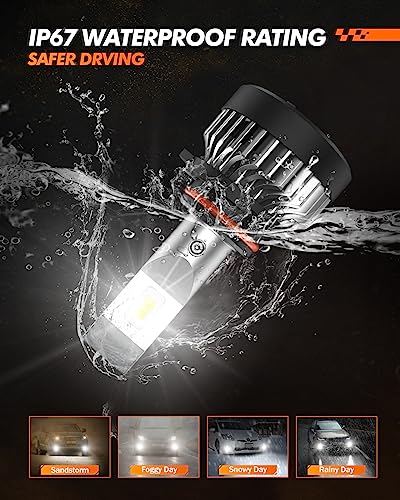 Image of SEALIGHT 9006 Fog Light Bulbs or DRL, 600% Brightness 9006 HB4 Fog Lights Led for Car, 6500K Cool White Strong Penetration, 50,000 Hours Lifespan 20000RPM Turbo Fan, Pack of 2