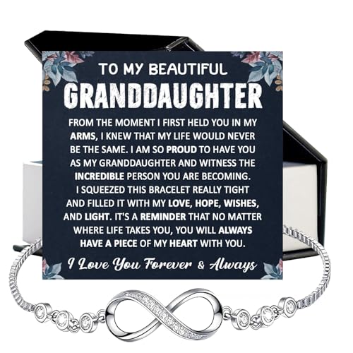 Granddaughter Bracelet From Grandpa, Granddaughter Gifts From Grandma, Start Heart Bracelets For Granddaughters On Birthday Wedding, Infinity Bracelet For Her With Message Card And Gift Box3