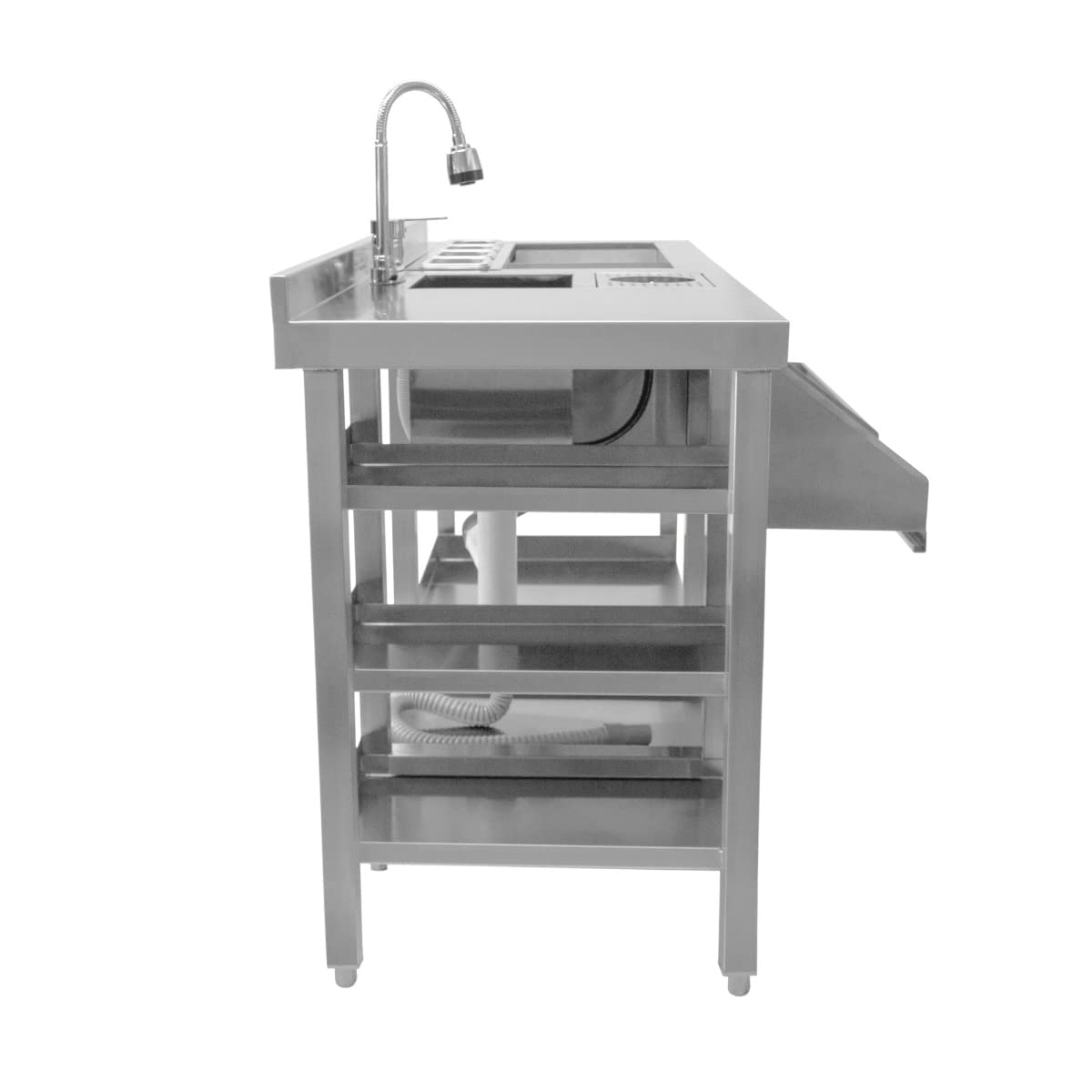 Deluxe Cocktail Bar Station Theke Cocktailtheke Bartheke Cocktailbar Cocktail-Station Arbeitsfläche Isolierter Eisbehälter 360 Grad Schwenkbarer Wasserhahn Shaker Inklusiv Edelstahl Gastro Profi