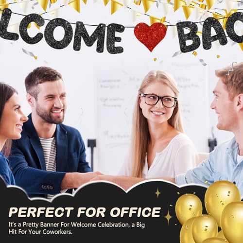 Fulmoon Banner com glitter pré-amarrado Welcome Back First Day of School Decorações de festa engraça