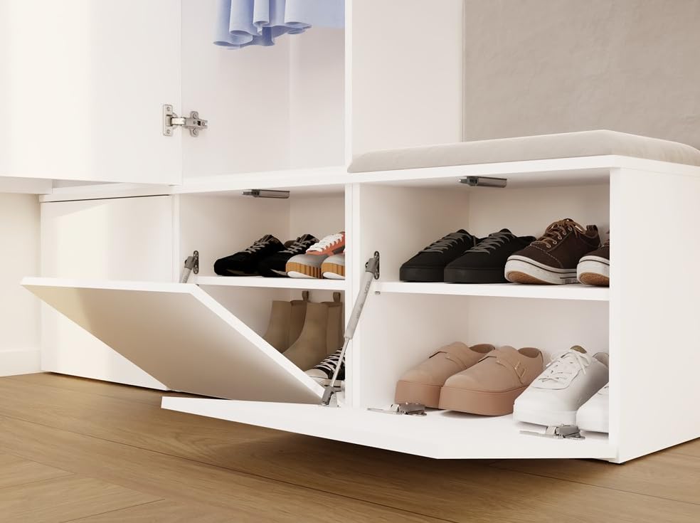 BDW HAGA II 1SZ1W - Set di armadi, panchina, altezza 238 cm, larghezza 100 cm, profondità 35 cm, modulare, corridoio, scarpiere e giacche