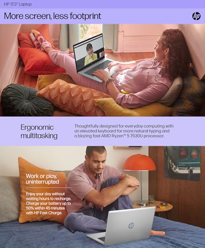 Image of HP 17.3-inch Flagship Touchscreen Laptop - Win 11 Pro • AI-Powered Microsoft Office Lifetime • AMD R5-7530U • 17.3 inch HD+ BrightView Display • Wi-Fi w /Laptop Computer Accessories (16G RAM, 1TB SSD)