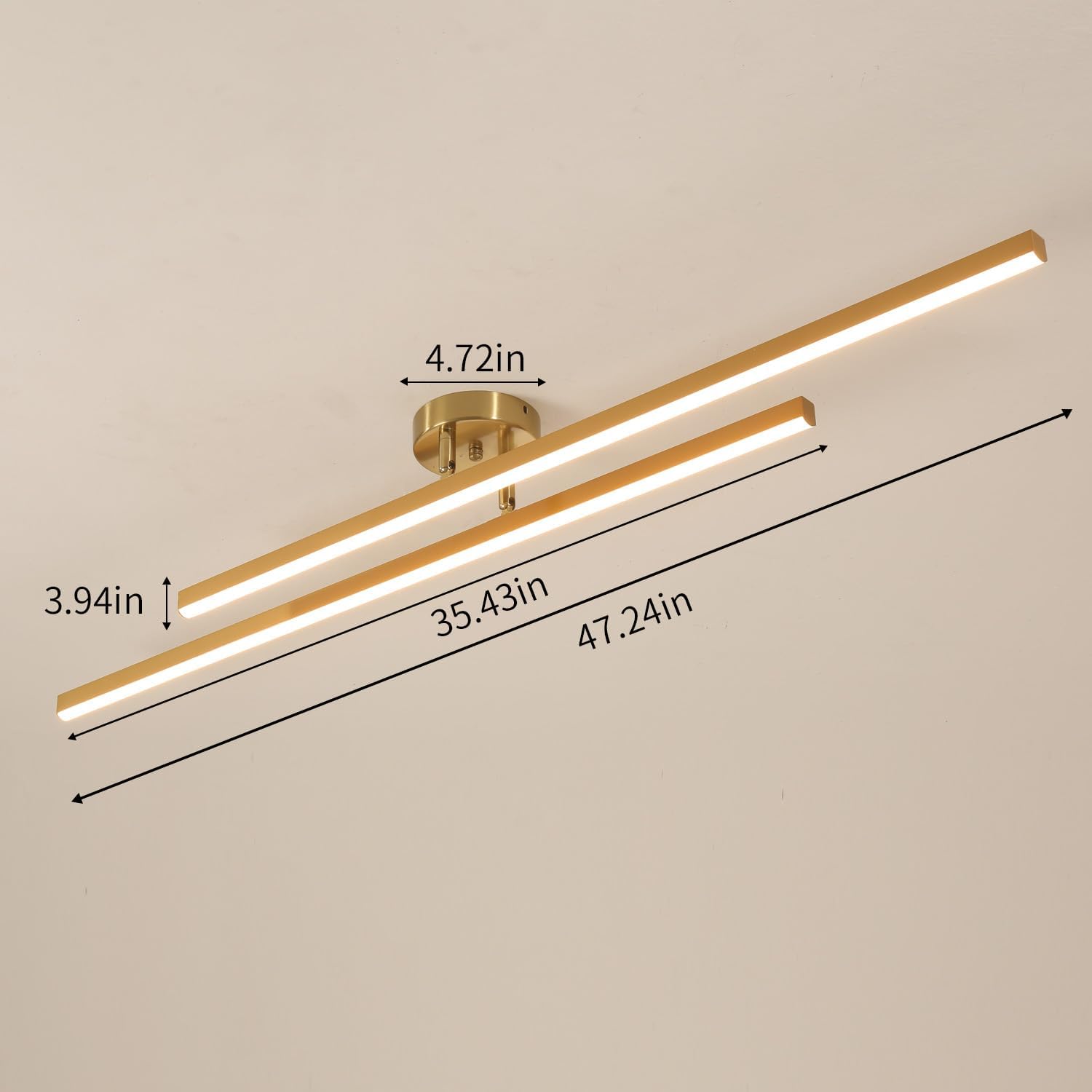 Gold Modern Sputnik Chandelier Ceiling Light Fixtures,2-Lights Industrial Metal Semi Flush Mount Ceiling Light for Bedroom Dining Room Living Room Kitchen Hallway(Gold, 2 Head)