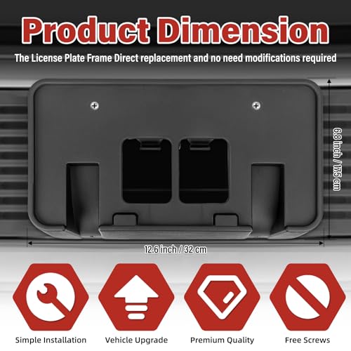 Image of License Plate Bracket Accessories for Ford F250 F350 F450 F550 Super Duty 2005 2006 2007, Excursion 2005 Front Bumper License Plate Holder Replacement Frame Black Mount