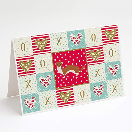 Caroline's Treasures CK5297GCA7P Weasel Love Greeting Cards and Envelopes Pack of 8, Red Blank Cards with Envelopes Whimsical A7 Size 5x7 Blank Note Cards