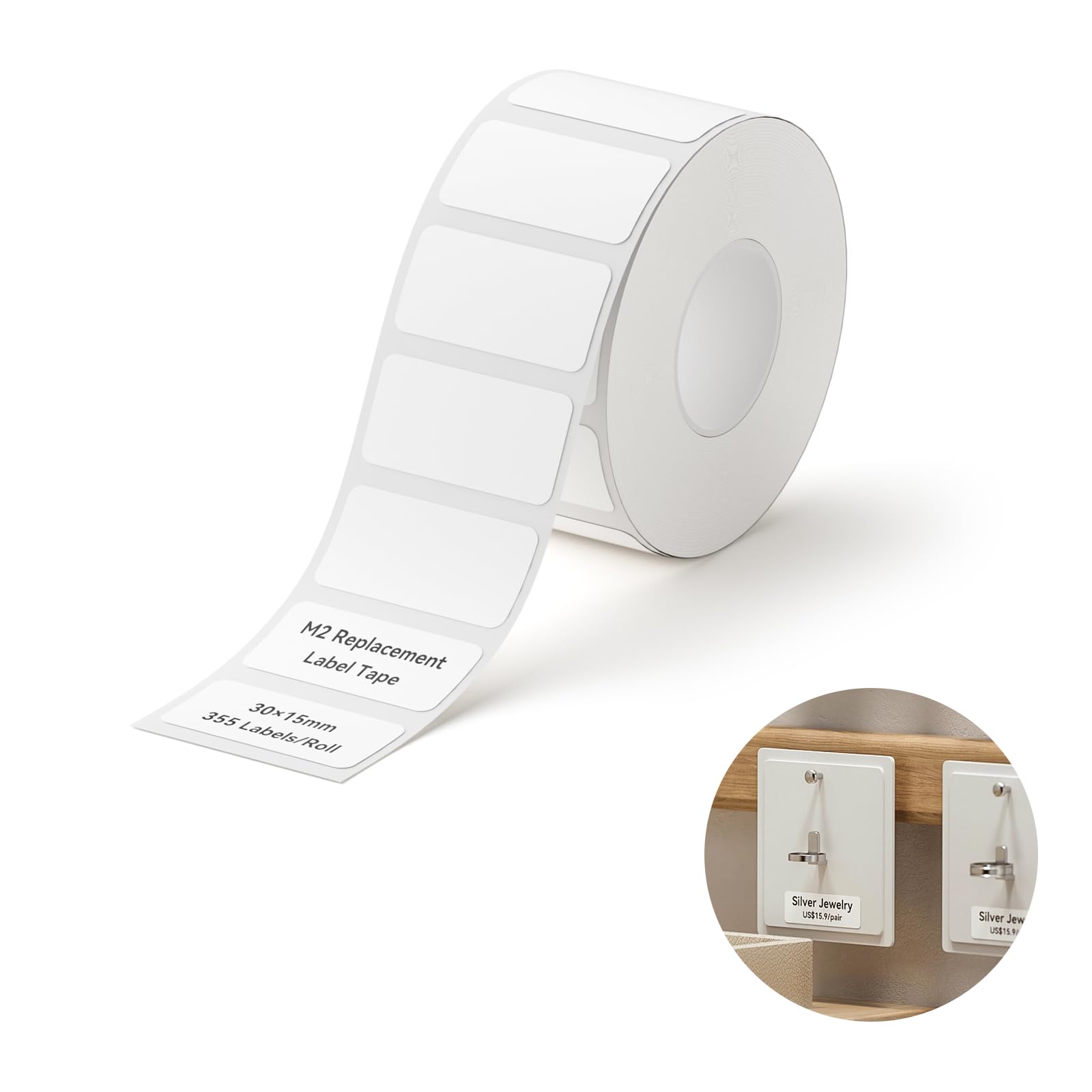 NIIMBOT M2/M3 Thermal Transfer Label Roll 30x15mm(1.18''x0.59'') 355 Labels/Roll,Only for M2 Label Maker