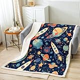Homemissing Cobija Sherpa de cohete espacial para niños, cohete espacial, cobija de felpa para cama, sofá, cohete espacial, cohete espacial, manta mullida para bebé, 30 x 40 pulgadas
