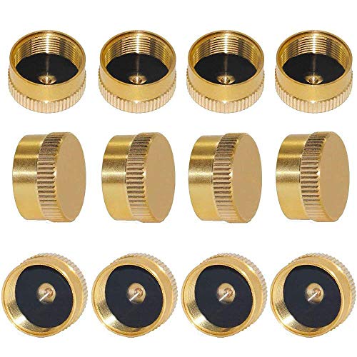 Image of YOUHO 12pcs Brass Refill Cap 1 LB Propane Bottle Cap Gas Tank Cylinder Sealed Cap Protect Cap