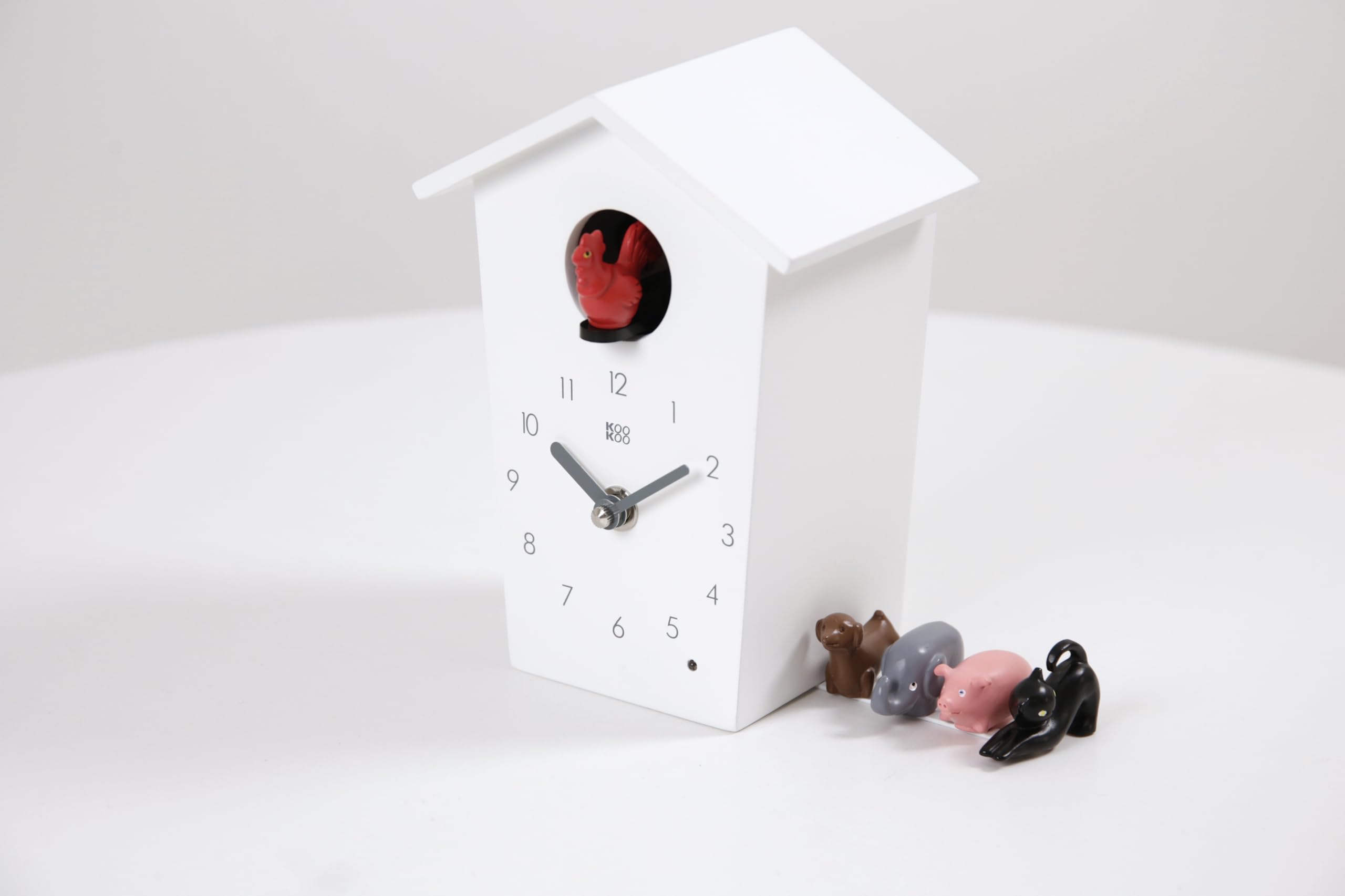 KOOKOO AnimalHouse bianco orologio cucù orologio da parete con 5 animali della fattoria registrazione naturali design moderno
