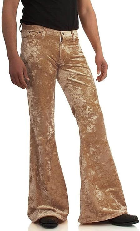 Image of EVEDESIGN Mens Bell Bottom Velvet Pants 60s 70s Disco Outfits for Men Vintage Flared Jeans