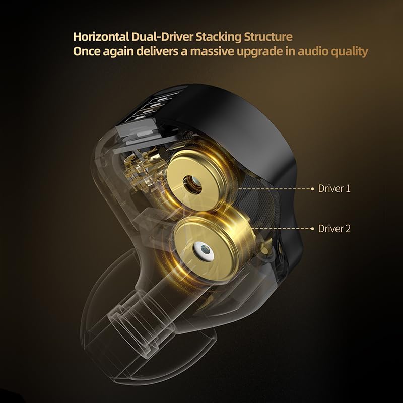 KZ Pisces Dual Dynamic Drivers IEM with Tuning Switch, Hi-Fi Wired Earbuds - Detachable Silver-Plated Recessed 2-Pin Cable for Audiophiles (Tuning, 3.5mm No Mic)