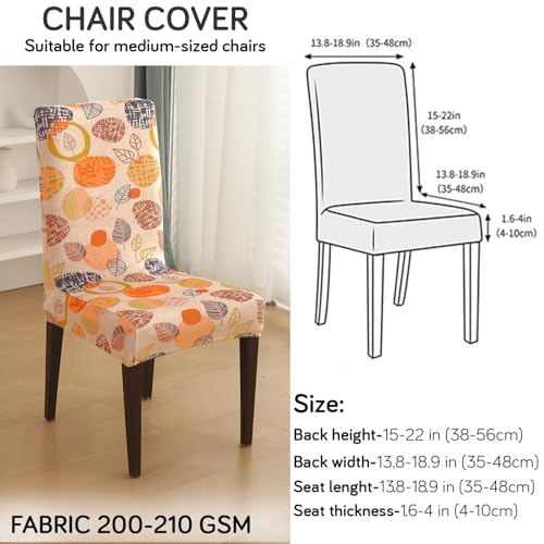 Image of HOKIPO Premium Printed Velvet Chair Cover Set of 4 for Dining Table, Coral Autumn Leaves (AR-5794-D1*4)