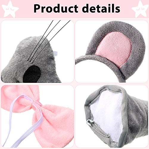 Norme Mouse Costume Accessory Set Rat Ear Headband Nose Tail and Bow Tie for Adults Halloween Animal Cosplay Party - Image 3
