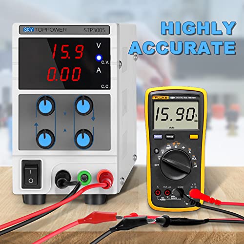 Dc Power Supply Variable 30V 5A 3-Digital Single-Output 110V Lab Regulated Power Supply With Alligator Leads, Us Power Cord For Diy Electronics Testing, Repairing& Researching #TOP5