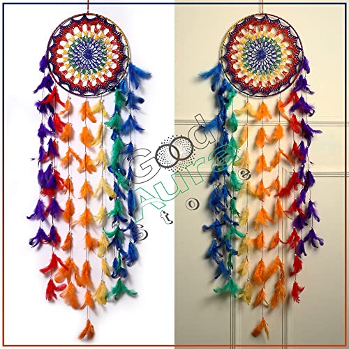 Image of Dream Catchers with Light Home Decor, Feather Wall Hangings for Kids Room, Bedroom, Livingroom, Balcony, Cafe Decorations, Gift Items, Multicolor 2