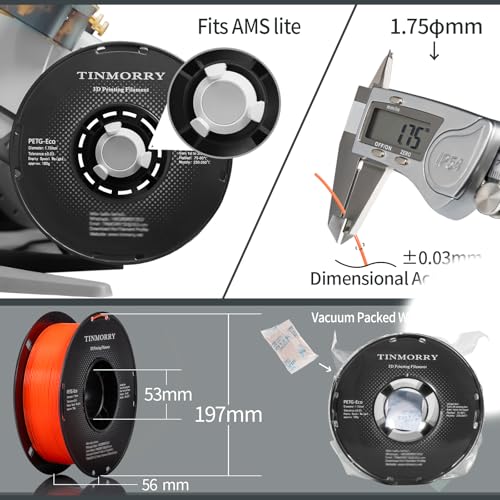 Image of TINMORRY PETG Filament 1.75, Rapid PETG-Eco 3D Printer Filament, Compatible with Most FDM 3D Printers, 1 KG 1 Spool, Orange