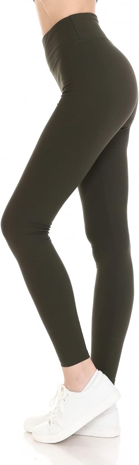 Women's 3" Yoga Waistband Activewear Comfort Leggings Small Olive