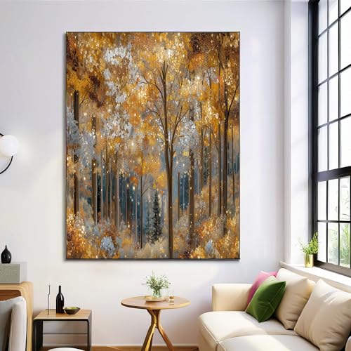 Frameless Gold Luxury 3D Wall Art for Living Room, Golden