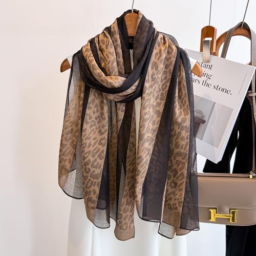 Women Leopard Print Scarf Long Shawl and Wraps Lightweight Scarf Fashion Satin Scarves Neck Scarves for Lady2