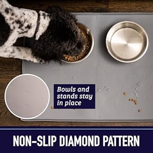 Leashbosssiliconedogfoodmatwithtallraisededgeswaterproofcatdogfeedingpadforfoodwaterbowlgrey25x17xlsiliconematpetplacemat Urban Country Home Decor Leash boss silicone dog food mat with tall raised edgeswaterproof cat dog feeding pad for food water bowlgrey 25 x 17 xl silicone mat pet placemat urban country home decor