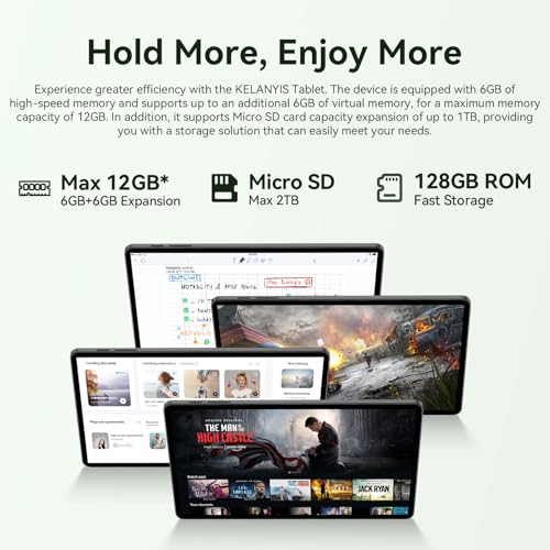Image of Tablet 11 inch Android 15 Tablets | Octa-core | 12GB RAM+128GB ROM | 8000mAh Tablet with Keyboard | Mouse | Case | Dual Band WiFi | BT 5.0 | GPS | 13 MP Dual Camera (Blue with Keyboard) (Black)